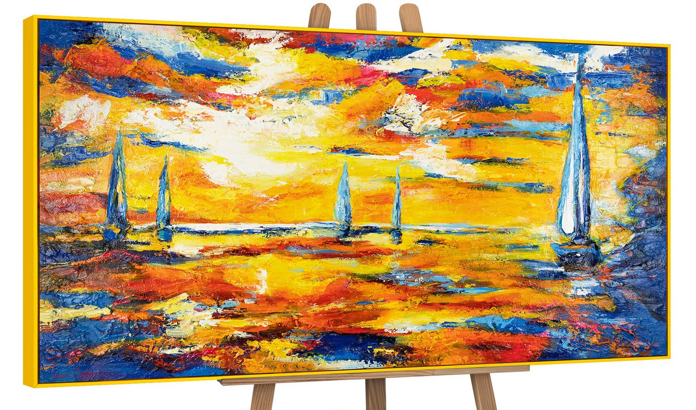 YS-Art Gemälde Meer Mirage, Landschaft, Segelboote am Meer, Leinwandbild gerahmt in Bunt YS-Art Gemälde Meer Mirage, Landschaft, Segelboote am Meer, Leinwandbild gerahmt in Bunt von YS-Art