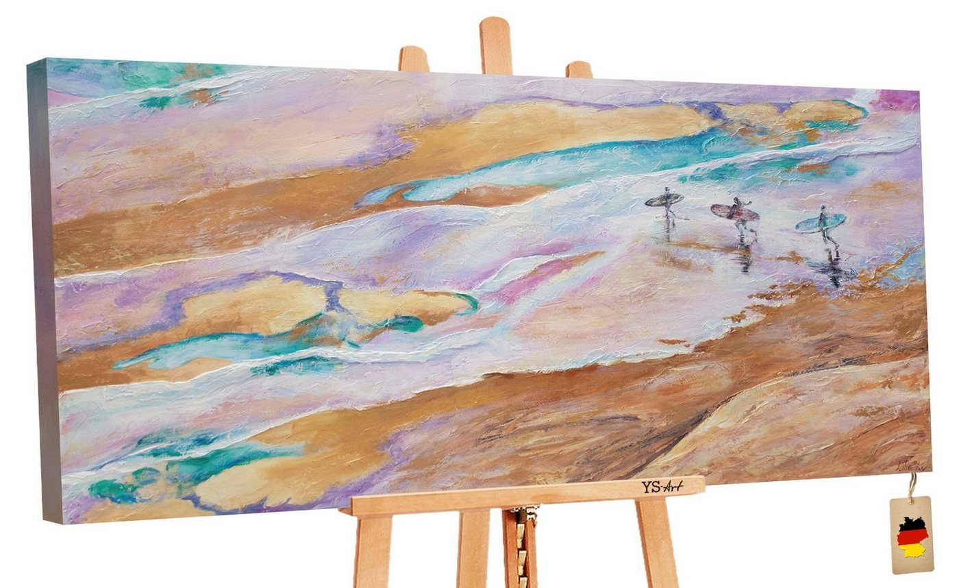 YS-Art Gemälde Meerabenteuer, Landschaft, Surfer auf Leinwand Bild Handgemalt Abstrakt Meer Strand von YS-Art