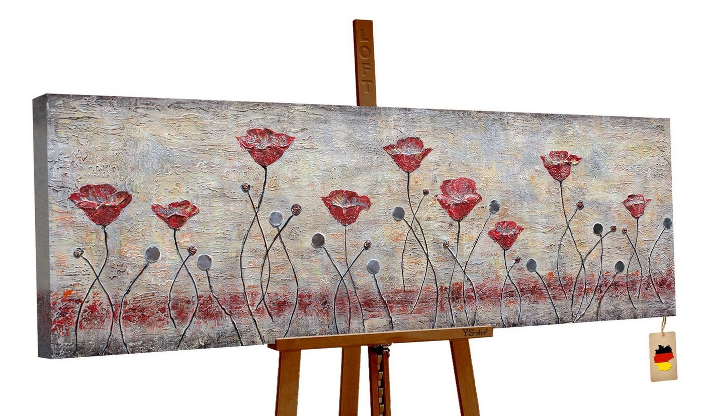 YS-Art Gemälde Mohn, Blumen, Leinwand Bild Handgemalt Mohn auf dem Feld Rot von YS-Art