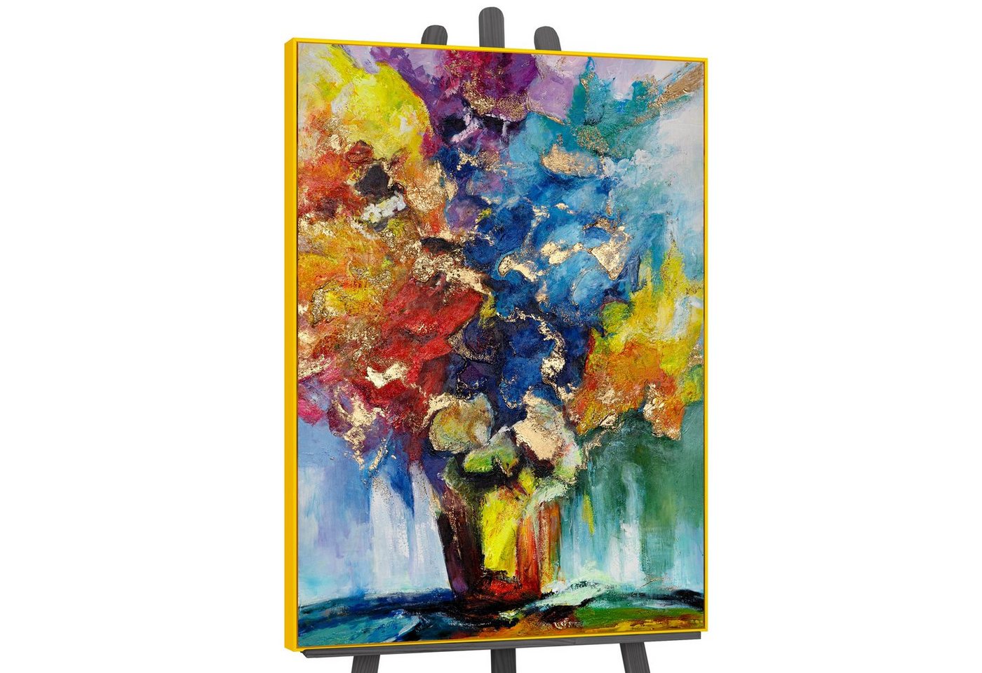YS-Art Gemälde Sonnenblumenstrauß, Blumen, Blumen in einer Vase in bunten Farben im Schattenfugenrahmen YS-Art Gemälde Sonnenblumenstrauß, Blumen, Blumen in einer Vase in bunten Farben im Schattenfugenrahmen von YS-Art