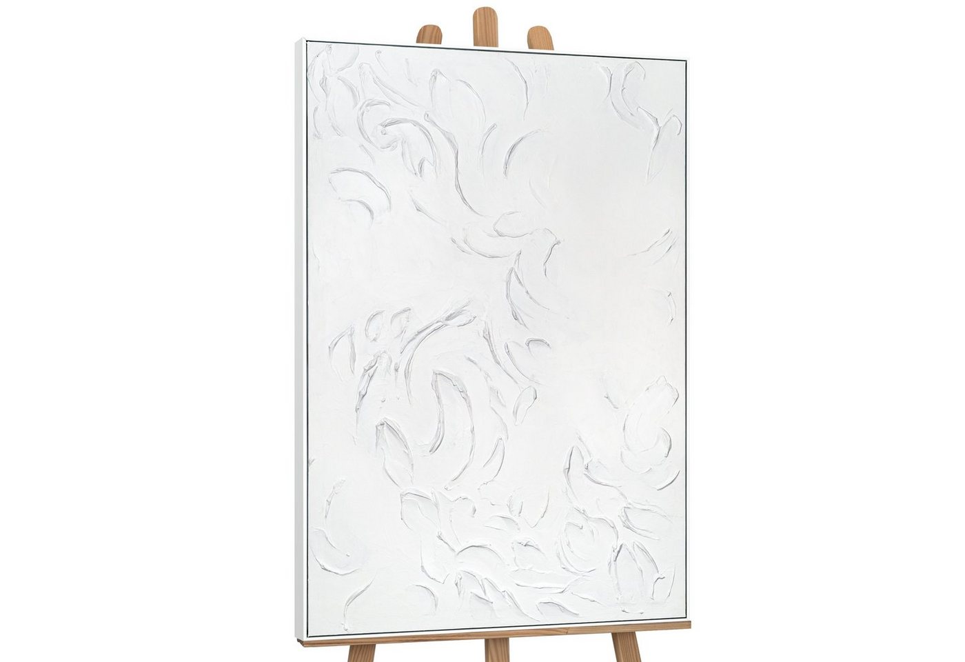 YS-Art Gemälde Weiße Symphonie, Leinwndbild Frau vorm Spiegel mit Rahmen von YS-Art