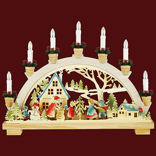 Schwibbogen Lichterbogen Leuchter Bescherung traditionelles Motiv Holzdeko Deko Weihnachten Advent Geschenk Dekoration Weihnachtsdeko Weihnachtsdekoration (10792N) von YS