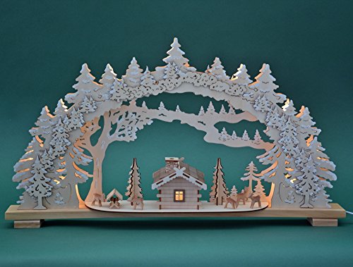 XL Schwibbogen Lichterbogen Leuchter "Waldhaus" traditionelles Motiv Holzdeko Deko Weihnachten Advent Geschenk Dekoration Weihnachtsdeko Weihnachtsdekoration Schwippbogen (10799N) von YS