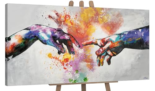 YS-Art Abstrakt Design Acryl Gemälde auf Leinwand Galaktisch handgemalt Wandbilder Wohnzimmer modern Wohndekor Bilder Büro farbenfrohe echte Kunst 120x60 cm von YS