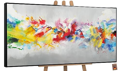 YS-Art Abstrakt Design Acryl Gemälde auf Leinwand buntes Leben handgemalt Wandbilder Wohnzimmer modern Wohndekor Bilder Büro farbenfrohe echte Kunst mit Rahmen 140x70 cm von YS