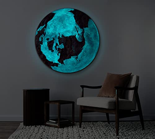 YS-Art Abstrakt Fluoreszierendes leuchtendes Acryl 3D Gemälde auf runder Leinwand Goldene Erde handgemalt Wohnzimmer modern Wohndekor Bild echte Kunst 90 cm von YS