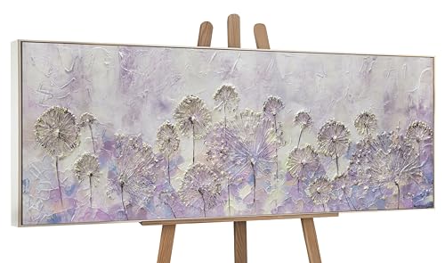 YS-Art Abstrakt Stil Acryl Blumen Gemälde auf Leinwand Frühlingsanfang handgemalt Wandbilder Wohnzimmer modern Wohndekor Bilder Büro echte Kunstwerke gerahmt mit Rahmen 150x50 cm von YS
