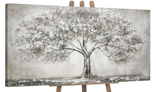YS-Art Acryl Gemälde auf Leinwand handgemalt Lebensbaum Abstrakte Kunst Bilder Wohnzimmer Wandbilder modern mit grau Farben Grauen Farben 120x60 cm YS-Art Acryl Gemälde auf Leinwand handgemalt Lebensbaum Abstrakte Kunst Bilder Wohnzimmer Wandbilder modern mit grau Farben Grauen Farben 120x60 cm von YS
