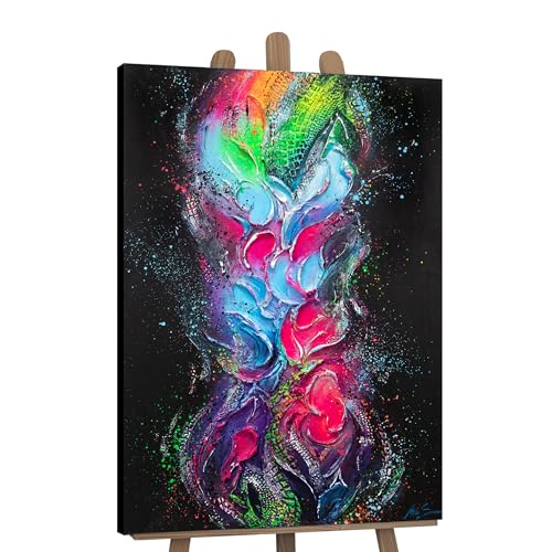 YS-Art Luxus Abstrakt Acryl Gemälde auf Leinwand Fokus handgemalt Wandbilder Wohnzimmer modern Wohndekor Loft Design Büro Bild bunt echtes Kunstwerk 120x80 cm von YS