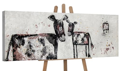 YS-Art XXL Abstrakt Acryl Gemälde auf Leinwand Beisammensein handgemalt Wandbilder Wohnzimmer Kinderzimmer Büro Moderne Design Bilder echte Kunstwerk 120x40 cm von YS