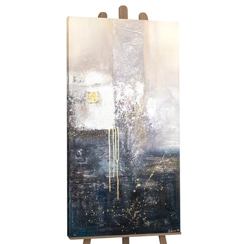 YS-Art XXL Abstrakt Acryl Gemälde auf Leinwand Fragmente handgemalt Wandbilder Wohnzimmer Büro Moderne Design Bilder Minimalismus echte Kunstwerk 100x50 cm von YS