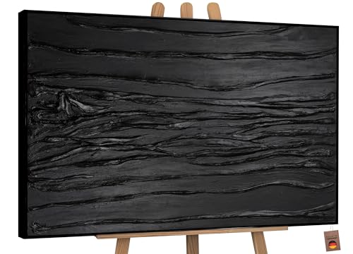 YS-Art XXL Abstrakt Acryl Gemälde auf Leinwand mit Rahmen Samt handgemalte Wandbilder Wohnzimmer Wohndekor Minimalismus Bilder echte Kunst 120x80 cm von YS