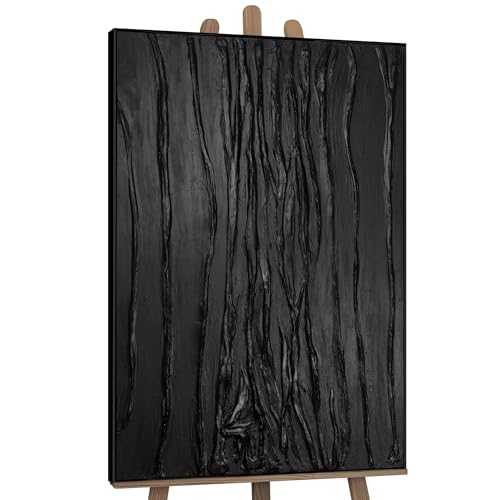 YS-Art XXL Abstrakt Acryl Gemälde auf Leinwand mit Rahmen Samt handgemalte Wandbilder Wohnzimmer Wohndekor Minimalismus Bilder echte Kunst 140x100 cm von YS