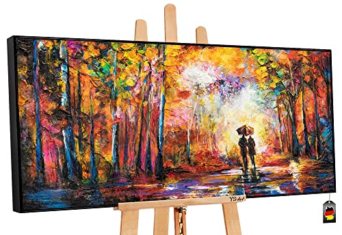 YS-Art XXL Abstrakt Acryl Gemälde auf Leinwand mit Rahmen Romance handgemalte Wandbilder Wohnzimmer modern Wohndekor Liebespaar Bilder echte Kunst 120x60 cm von YS