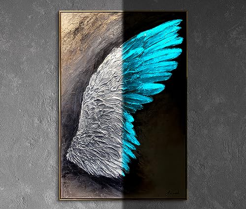 YS-Art XXL Abstrakt Fluoreszierendes selbst leuchtendes Acryl 3D Gemälde auf Leinwand Symbol des Aufstiegs handgemalt Wohndekor Bild echte Kunst 120x80 cm von YS