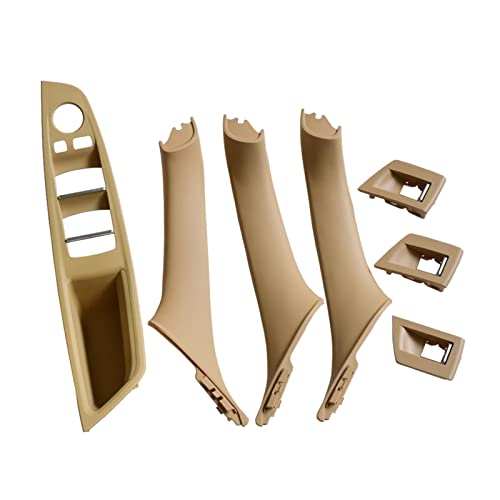 YSA ASF 7 Stücke Innenfensterheber Schalter Panel Türgriff Trim Abdeckung Für F10 F11 F18 5er ABS Kunststoff Auto Styling Griffabdeckung(Beige 7Pcs) von YSA ASF