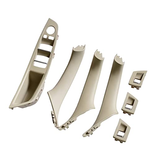YSA ASF 7 Stücke Innenfensterheber Schalter Panel Türgriff Trim Abdeckung Für F10 F11 F18 5er ABS Kunststoff Auto Styling Griffabdeckung(Beige-White-7Pcs) von YSA ASF
