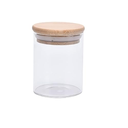 YSANO 1 Stück Glas mit Bambusdeckel, versiegelter Kanister, Lebensmittelaufbewahrungsflaschen, Behälter, Aufbewahrung, Snacks, Vorratsflaschen, Süßigkeiten-Aufbewahrungsgläser (Color : 175ml) von YSANO