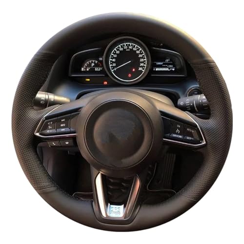 YSASFZX Lenkradhülle DIY Schwarzer Bequemer Verschleißfester Kunstleder-Lenkradbezug Für Mazda 3 2014 2015 2016 2017 2018 2019 Lenkradabdeckung von YSASFZX