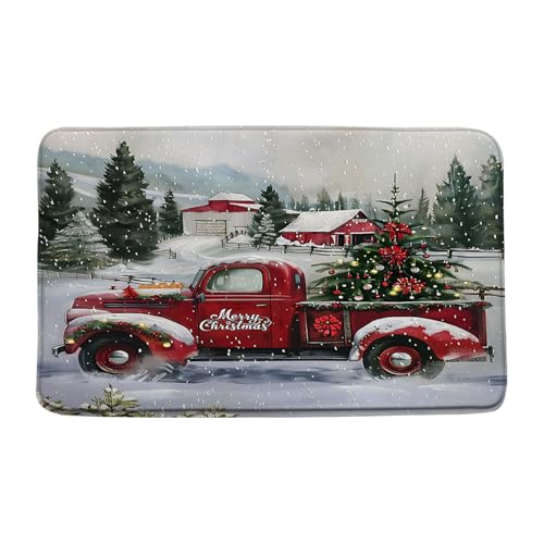 YSATNSFT Badematte mit weihnachtlichem Lkw, Weihnachtsbaum, Bauernhaus, Scheune, Kiefernwald, Schneeflocke, Vintage, rustikal, Winter, Urlaub, Badezimmer, Badewanne, Bodenteppich, WC-Dekoration, 45,7 YSATNSFT Badematte mit weihnachtlichem Lkw, Weihnachtsbaum, Bauernhaus, Scheune, Kiefernwald, Schneeflocke, Vintage, rustikal, Winter, Urlaub, Badezimmer, Badewanne, Bodenteppich, WC-Dekoration, 45,7 von YSATNSFT