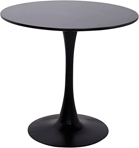 Modern Rund Schwarz MDF-Tischplatte Einfacher Freizeit-Esstisch Lässiger Verhandlungstisch Kleiner Tisch Runder Esstisch Küchentisch(Size:60x48x73cm) von YSCD