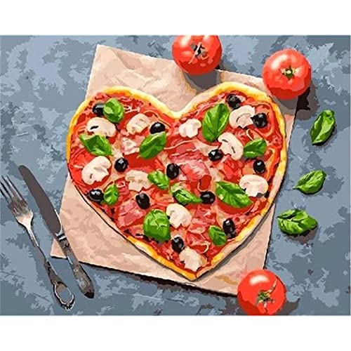YSCOLOR Diy Handgemalte Ölgemälde-Kits Liebe Pizza Malen Nach Zahlen Erwachsene Auf Leinwand Für Geburtstagsgeschenk Heimdekoration 40X50cm von YSCOLOR