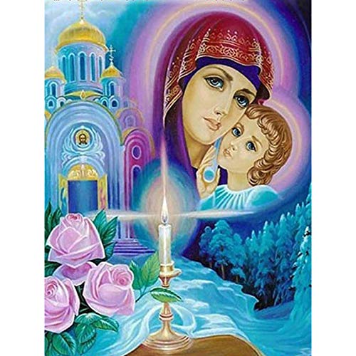 YSCOLOR Diamant Painting 5D DIY Diamant Malerei Jungfrau Maria Kreuzstich Diamant Mosaik Strass Bild Stickerei Religiöse Ikone 30X40cm von YSCOLOR