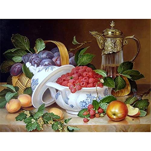 YSCOLOR Diamant Painting 5D DIY Diamant Stickerei Stillleben Von Apple Diamant Malerei Kreuzstich Volle Runde Strass 2019 Dekoration Geschenk 30X40cm von YSCOLOR