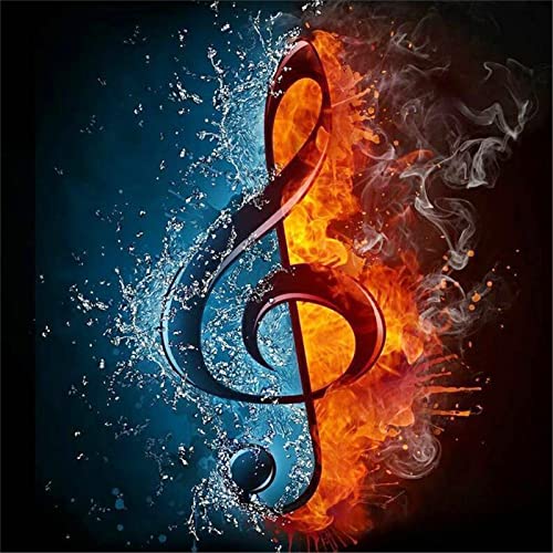 YSCOLOR Diamant Painting 5D DIY Runde Diamant Malerei Musik Noten Landschaft Voller Runde Diamant Stickerei Kreuzstich Diamant Kristall Wandmalerei 30X30Cm von YSCOLOR