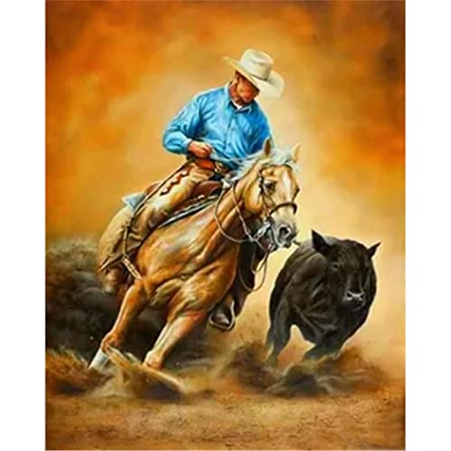 YSCOLOR Diamant Painting 5D Diamant Malerei Kits American West Cowboy Und Pferderinder Vollbohrer Runde Perlen Diamond Art Gems Stein Diy Kits Wanddekoration 30x40cm von YSCOLOR