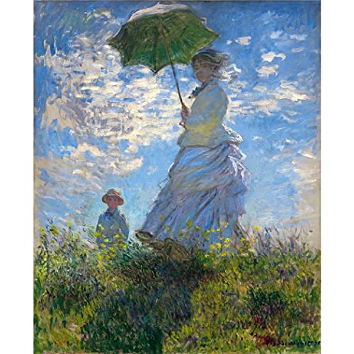 YSCOLOR Diamant Painting 5D Diy Frau Mit Sonnenschirm Madame Monet Berühmte Klassische Ölgemälde Diamant Malerei Für Erwachsene Kinder Voller Bohrer Runder Strass Diamant 30x40cm von YSCOLOR