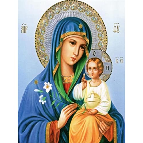 YSCOLOR Diamant Painting Diamant-Stickerei-Ikone DIY 5D Runde Volle Mary- Und Jesus-Nadel-Geschenkrhinestone Klebte Volle Runde Diamant-Malerei-Religion EIN 30X40Cm von YSCOLOR