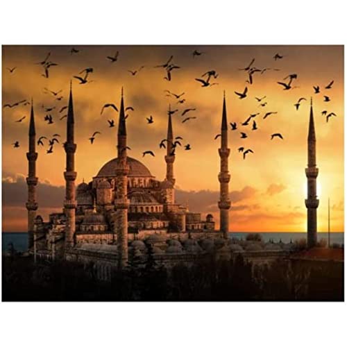 YSCOLOR Diamant Painting Diy 5D Diamant Malerei Kits Türkische Blaue Moschee Farbe Mit Vollbohrer Runde Diamantkunststickerei Wanddekoration Festivalgeschenk 30x40cm von YSCOLOR