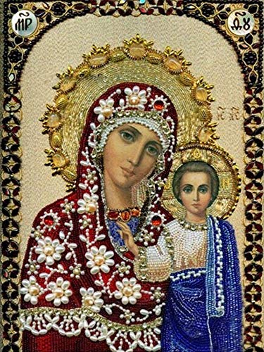 YSCOLOR Diamant Painting Mosaikstickerei Voller Diamanten Religiöse Rote Dame Von Jesus Icons Handwerk Kreuzstichpackungen Neue DIY 5D Diamant Malerei 30X40cm von YSCOLOR