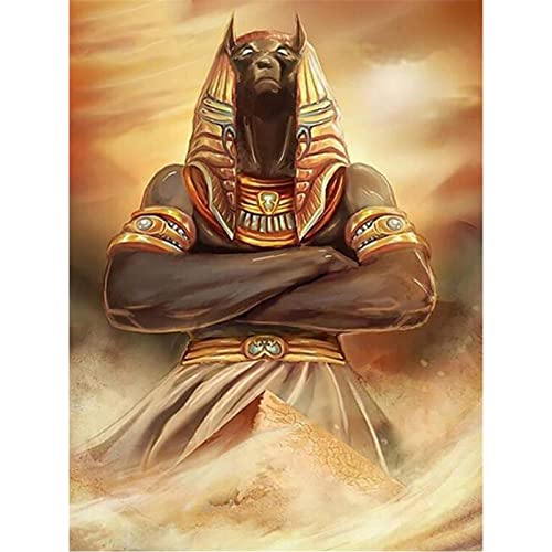 YSCOLOR Diamant Painting Volle Runde Bohrer 5D DIY Diamant Malerei Anubis Und Die Pyramiden Alten Ägypten Kreuzstich Strass Wandbild 30X40Cm von YSCOLOR