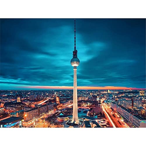 YSCOLOR Diamant Painting Volle Runde Bohrer Mosaik Malerei 5D DIY Diamant Malerei Landschaft Diamant Stickerei Berlin Fernsehturm Dekoration 30X40Cm von YSCOLOR