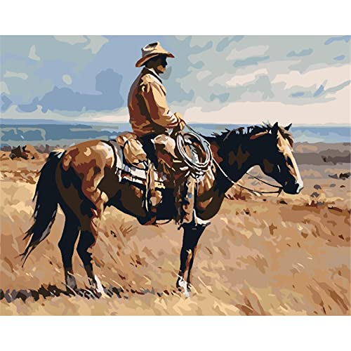 YSCOLOR Diy-Leinwand-Malerei-Geschenk Grasender Cowboy Malen Nach Zahlen Diy-Acryl-Malset Für Kinder Und Erwachsene Und Anfänger 40X50cm von YSCOLOR