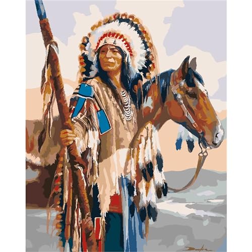 YSCOLOR Malen Nach Zahlen Für Erwachsene Indianer Pferd Diy Leinwand Ölgemälde Kits Anfänger Zuhause Wanddekoration Geschenke 40X50cm YSCOLOR Malen Nach Zahlen Für Erwachsene Indianer Pferd Diy Leinwand Ölgemälde Kits Anfänger Zuhause Wanddekoration Geschenke 40X50cm von YSCOLOR