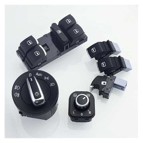 Schalter Taste Auto Fensterheber Für Transporter T5 Für Touran Für Seat Alhambra Heber Taste Switc Scheinwerfer Seite Spiegel Push Button Fenster Schalter(1) von YSDEACE