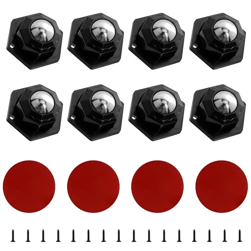 YSDMY 8 Stück Schwarz Möbelrollen 20mm Rollen für Möbel,360 Grad Rollen für Küchengeräte Selbstklebendes Rollenrad Kugelrollen für Möbel，Mini Möbelrollen Rollen für Kleinmöbel Mülleimerbox von YSDMY