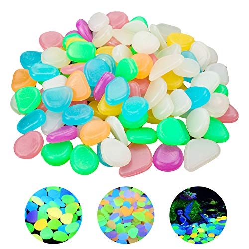 YSDMY Leuchtsteine Garten Bunt 100 Stück Kieselsteine Leuchtende Leuchtkiesel Floureszierende Pebble Steine für Deko Aquarium Garten von YSDMY