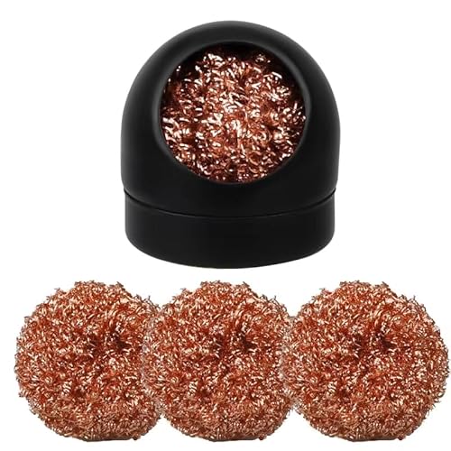 YSDMY Lötspitzenreiniger, Lötkolben-Spitzenreiniger, Lötspitzen-Reinigungsdraht, Messing Spitzenreiniger Kit mit 1 Lötkolbenhalter und 4 Spiralwolle, Wasserlos Reinigungsdraht Scrubber Reiniger von YSDMY