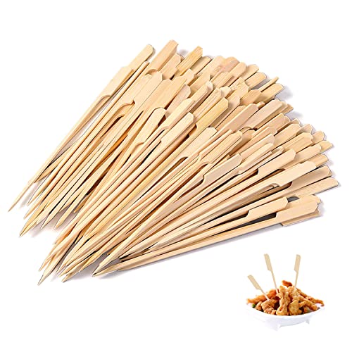 200 Stück Bambusspieße Stäbchen, Holzspieße Grillspieße Grillspieße Kebabs, umweltfreundliche Holzspieße, BBQ Holz-Paddelstäbchen, Party-Essentials für Grill, Obst, Kuchendekoration (12 cm) von YSDYY