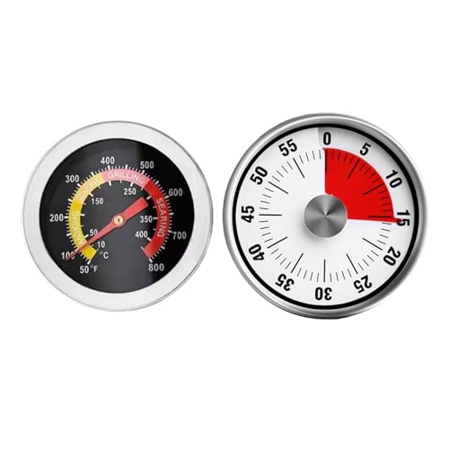 YSDYY 1 Ofenthermometer Und 1 Timer, Hochtemperaturbeständiges Thermometer, Grillwerkzeug, Mechanischer Timer des Mini, Küchenkochstoppuhr. YSDYY 1 Ofenthermometer Und 1 Timer, Hochtemperaturbeständiges Thermometer, Grillwerkzeug, Mechanischer Timer des Mini, Küchenkochstoppuhr. von YSDYY