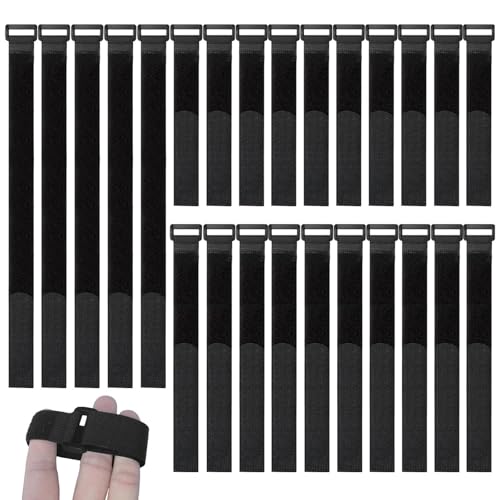 25 Stück Kabelbinder, Wiederverwendbar, schwarz mit Schnalle, Nylon 15/20/30 cm Längen Schwarz Universell Kabelbinder für Kabelmanagement, Cable Organizer von YSHODGU