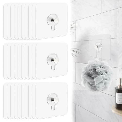 30 Stück Bilderhaken Selbstklebend, Transparent Klebenagel Bilder Aufhängen, Transparent Bilderhaken Ohne Bohren für Bilder, Poster, Fotos, Dekorative Gemälde, Maximale Belastung 5 kg von YSHODGU