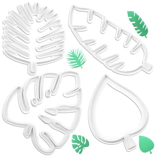 4 Stück Blätter Ausstechformen Set, Tropische Blatt Keksformen von Verschiedenen Forme, Keksausstecher, Plätzchenformen, Blatt Ausstecher, Kunststoff für DIY Keks Fondant Cupcake Kuchen von YSHODGU