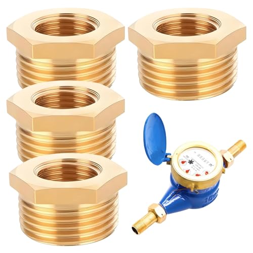 Messing Reduzierstück G3/4" auf G1/2" (AG Ø 25mm x IG Ø 20mm), 4 Stück Reduzierung Gewinde-Fitting G3/4" x G1/2" AG/IG, Reduzierstück aus Messing, Reduziernippel für Industrie, Gewerbe und Haushalt von YSHODGU
