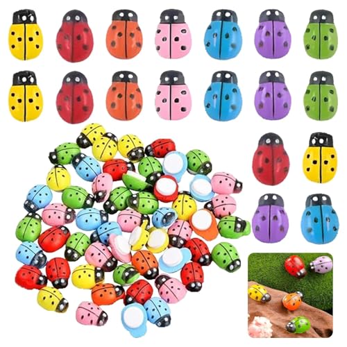 YSHODGU 200 Stück Marienkäfer Holz Deko - Selbstklebende Ladybug Verzierungen Klein Streudeko Verzierungen Kuscheltier GlüCkskäFer für DIY, Scrapbooking & Partydekoration (9x12mm) von YSHODGU