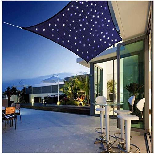 Sonnensegel Rechteckig Mit Beleuchtung LED Licht, Sonnensegel Wasserdicht, Sonnenschutz Für Garten Oder Terrasse Luftdurchlässig Und Atmungsaktiv PES Polyester Windschutz,Blau,3X3m von YSHUAI